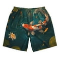 thumbnail image 2 of Honeii's Koi Pond Lilies Print Men's Casual Shorts with Drawstring，Swim Trunks Quick Dry Beach Shorts, 2 of 5