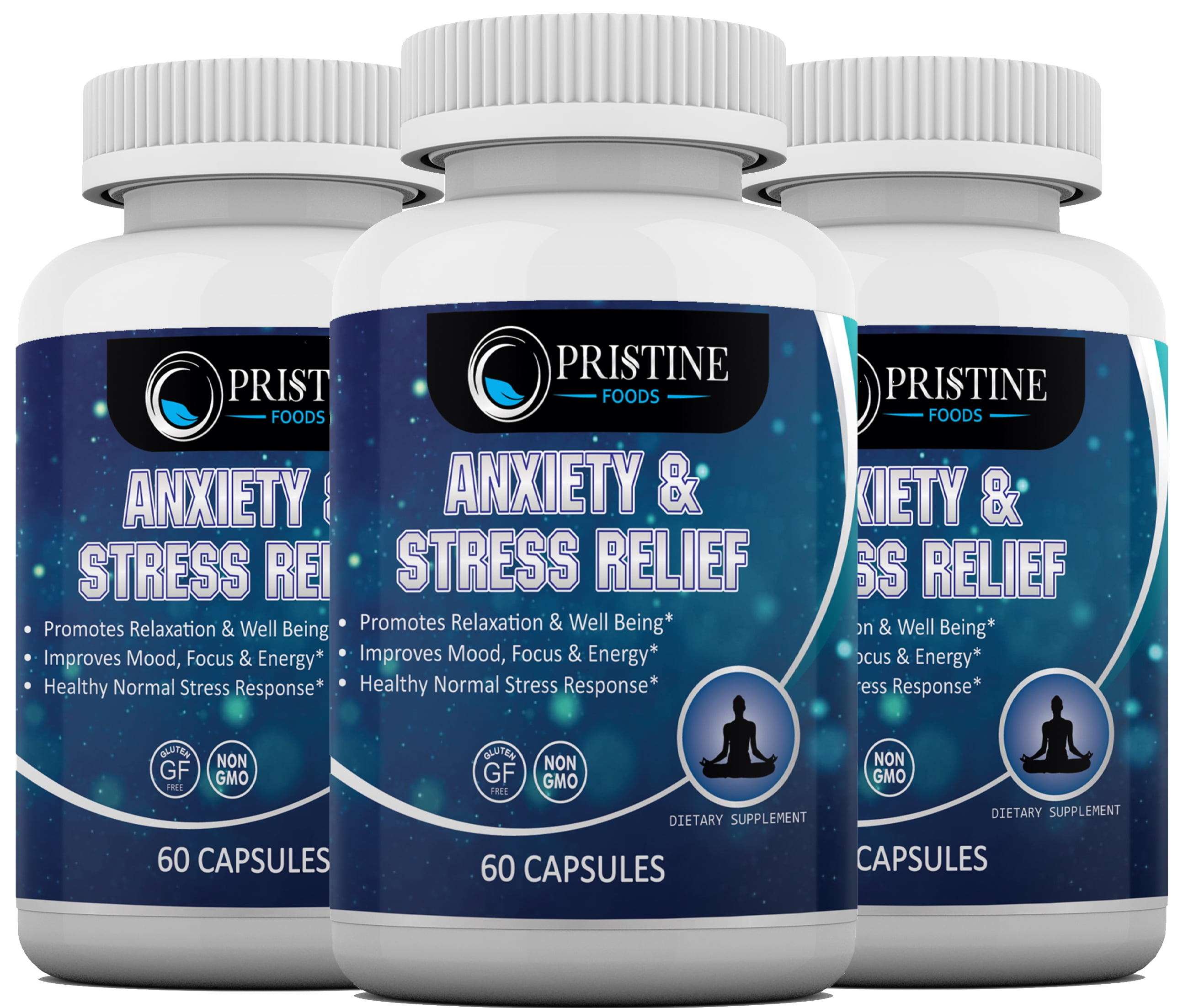 3 Pack of Pristine Foods Anxiety & Stress Relief Supplements Mental