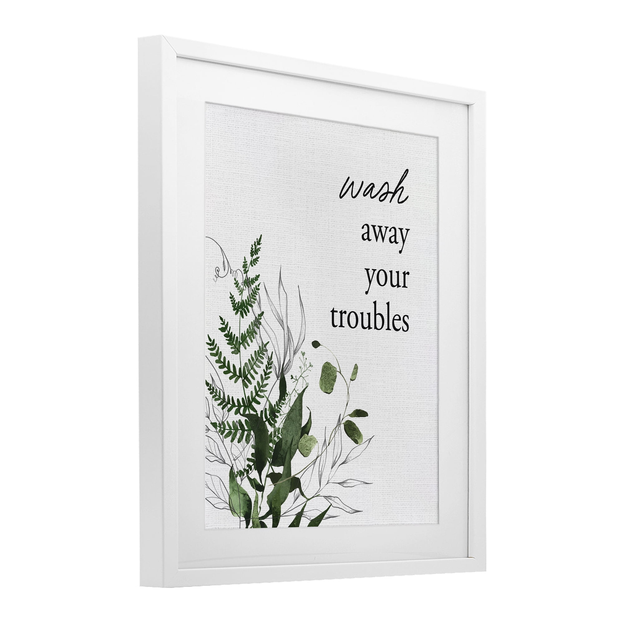 Forest Foliage Wash Away White Framed Print Under Glass, design by Lettered and Lined