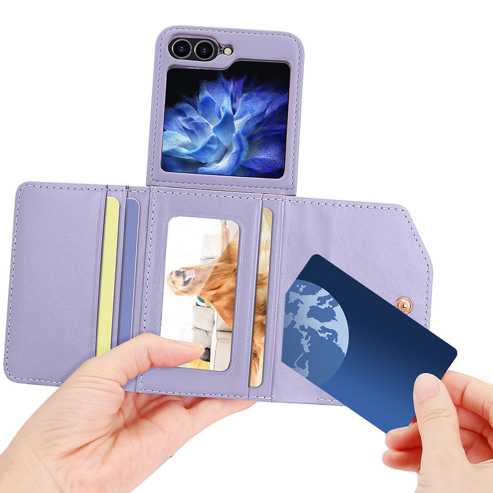 for Samsung Galaxy Z Flip 6 Case with Card Slots, [Crossbody Strap] [RFID Blocking] Women Girls PU Leather Wallet Case Lanyard Crossbody Bag Phone Case for Samsung Galaxy Z Flip 6,Purple