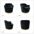thumbnail image 6 of Upholstered 360 Swivel Barrel Chair Round Accent Chair Removable Cushion Single Armchair Club Sofa Metal Base Living Room Bedroom Black, 6 of 7