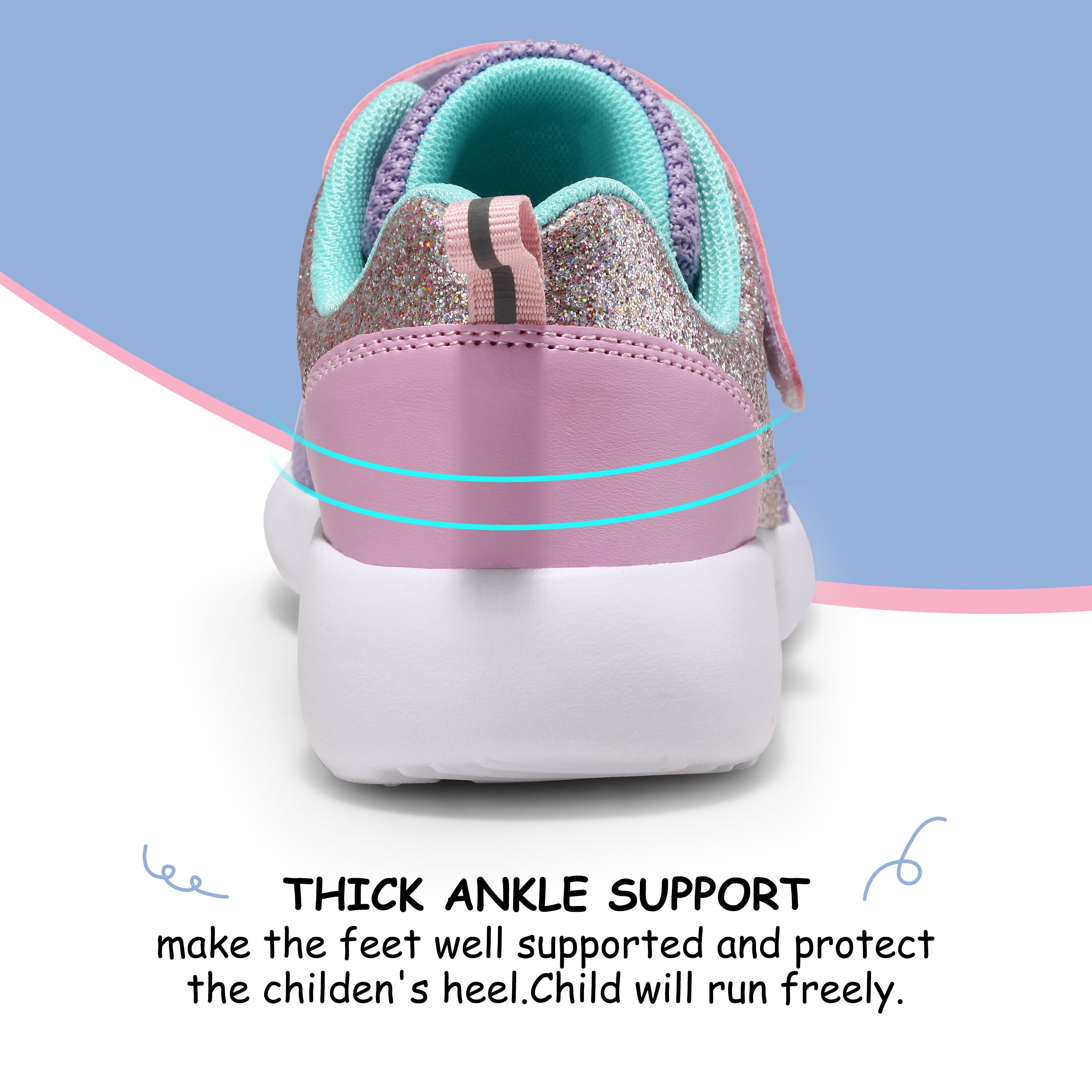 HARVEST LAND Girls Glitter Sneakers Slip-on Athletic Tennis Shoes for Boys Toddler Little/Big Kids