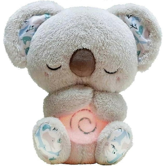 Relief Koala Breathing Stuffed Animal Baby Sound Machine Soother Koala Bear Anxiety Relief Koala Breathing with Sensory Music Lights(Grey)