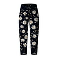 thumbnail image 4 of Black Teen Girls Harem with Slit Flared Bell Bottom Pants Daisy Flower Graphic Loose Fit Pants for Women Faux Linen Lounge Fall Summer Pants 2025 Clothes 3XL, 4 of 5