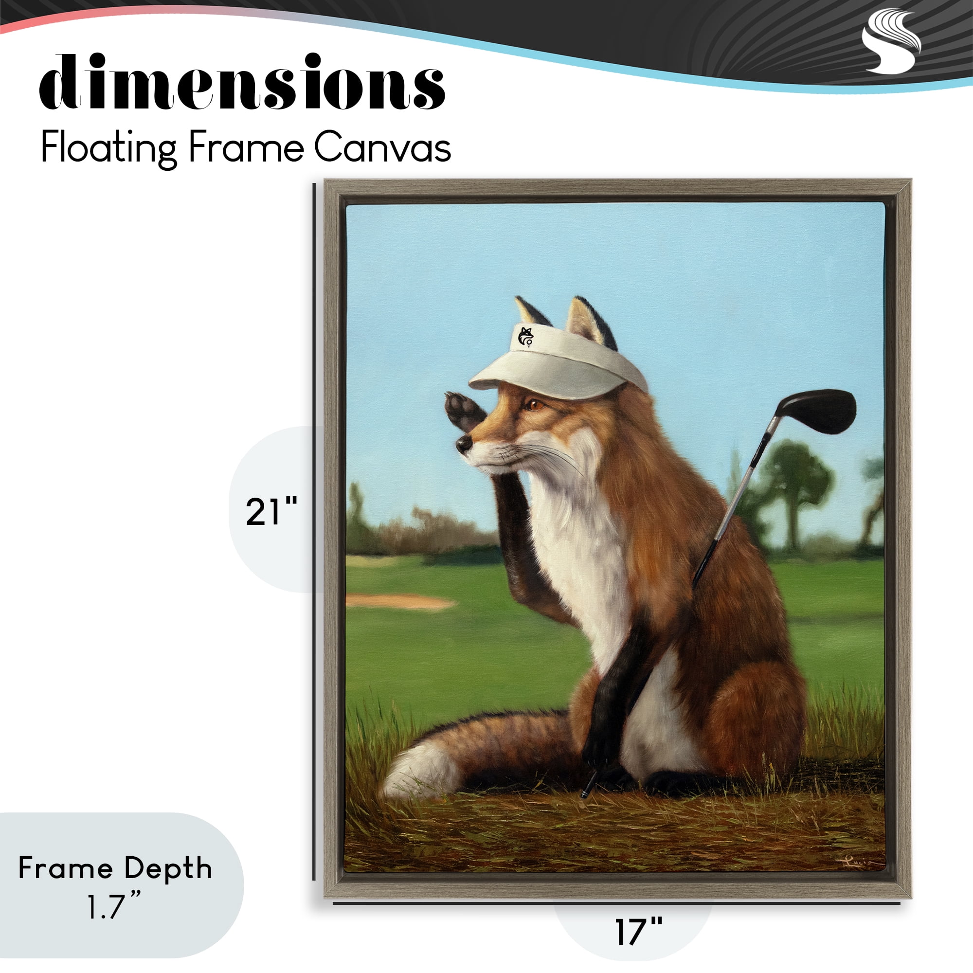 Stupell Industries Fox Drive Golfer Brown Framed Floater Canvas Wall Art, design by Lucia Heffernan