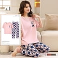 thumbnail image 2 of Pijama elegante a cuadros para Mujer, ropa de dormir para primavera y verano, 2 of 4