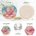 thumbnail image 4 of Haosy Set of 6 Drink Woven Coaster with Holder Heat Resistant Non-Slip Bar Coasters 4 Inches Shells and Hearts Underwater, 4 of 7
