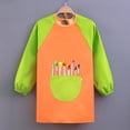 thumbnail image 4 of Cowsor Kids Paintbrush Printed Long Sleeve Raglan Smock Waterproof Art Apron for 1-11 Years Old Painting Class, 4 of 4