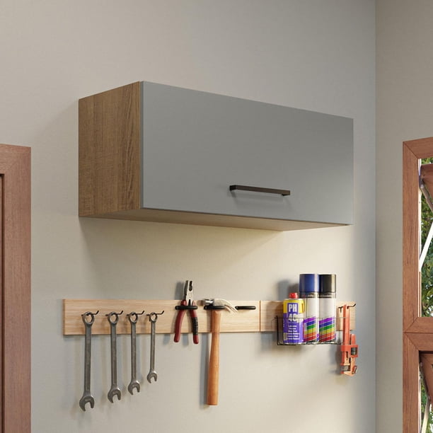 Armario Aéreo Multiuso Madesa Agata 80cm Marrón/Gris 02