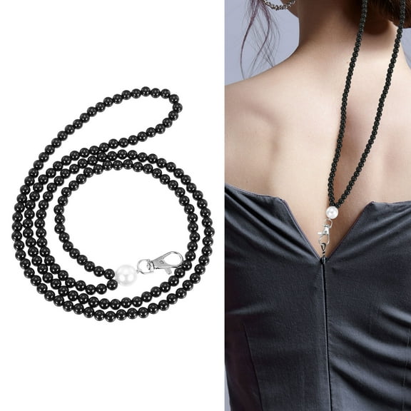 Uxcell Zipper Helper Pull, Back Zipper Puller Beaded Clothing Assistant Aid with Rotating Clip for Dresses Easy Zip Up by Yourself, Black