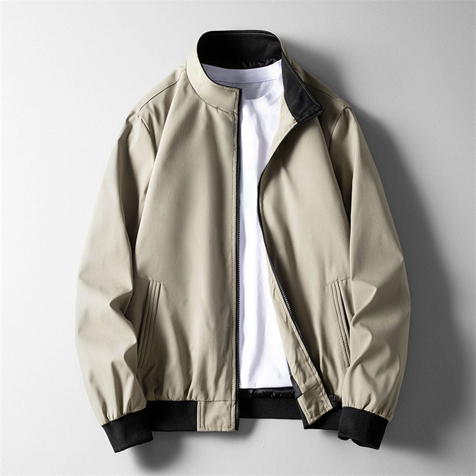 BADHUB Men's Lightweight Bomber Jacket Stand Collar Fall