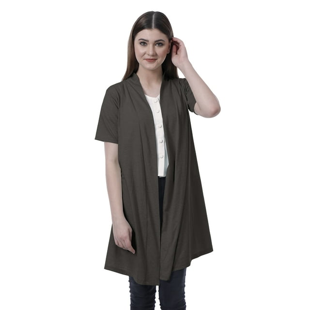 Moomaya Womens Half Sleeve Shrug Open Front Long Cardigan Lightweight Summer Fit