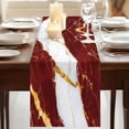 thumbnail image 3 of Red Marble 70 Inch Table Runner, Luxury Gold White Abstract Cracks Artwork Farmhouse Dresser Scarf Cotton & Linen Tablerunner for Dining/Kitchen Island/Holiday Party Décor 13" x 70", 3 of 9