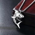 thumbnail image 4 of Men Shark Necklace, Gothic Fish Charm With Wheat Chain-55+5cm Adjustable, Stainless Tone G, 4 of 5