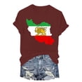 thumbnail image 4 of GEWSEY Women's Iran Lion Sword Sun Crew Neck Short Sleeve Patriotic T-Shirt (Wine, S), 4 of 6
