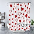 thumbnail image 2 of Valentine''s Day Shower Curtain Red White Love Heart Romantic Sweetheart Sweet Couple Lover Theme Holiday Bathroom Curtains Decor with Hooks, 2 of 4