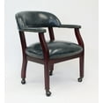 thumbnail image 6 of Boss Office Products Captains Chair in Blue and Mahogany with Casters, 6 of 7