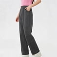 thumbnail image 2 of Plebaso Girls Boys Straight Leg Sweatpants High Elastic Waist Trousers Open Bottom Cotton Pants with Pockets, 2 of 5