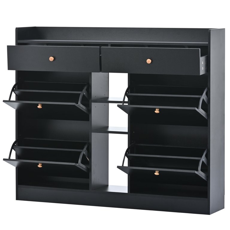 Modern Free Standing Multifunctional Shoe Cabinet with 4 Flip