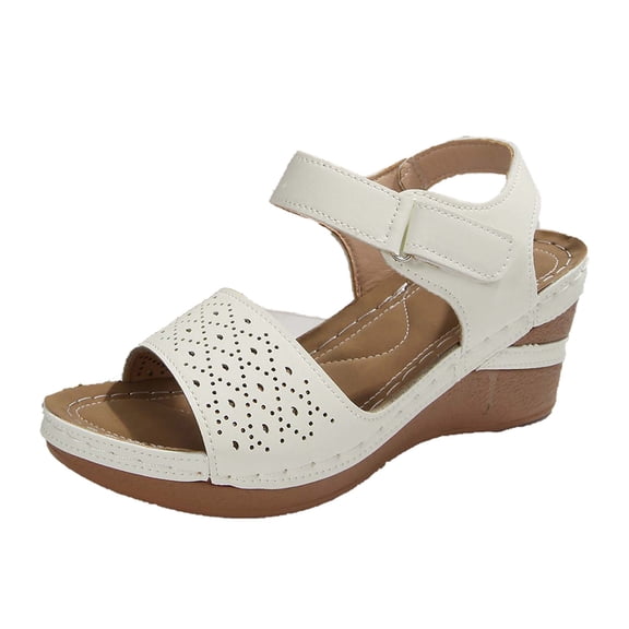 White Wedges Sandals Women Lightweight Casual Hard Sole High Heel Womens House Slippers Size 8 Dressy Summer Wedges for Women, Inspired By Espadrilles