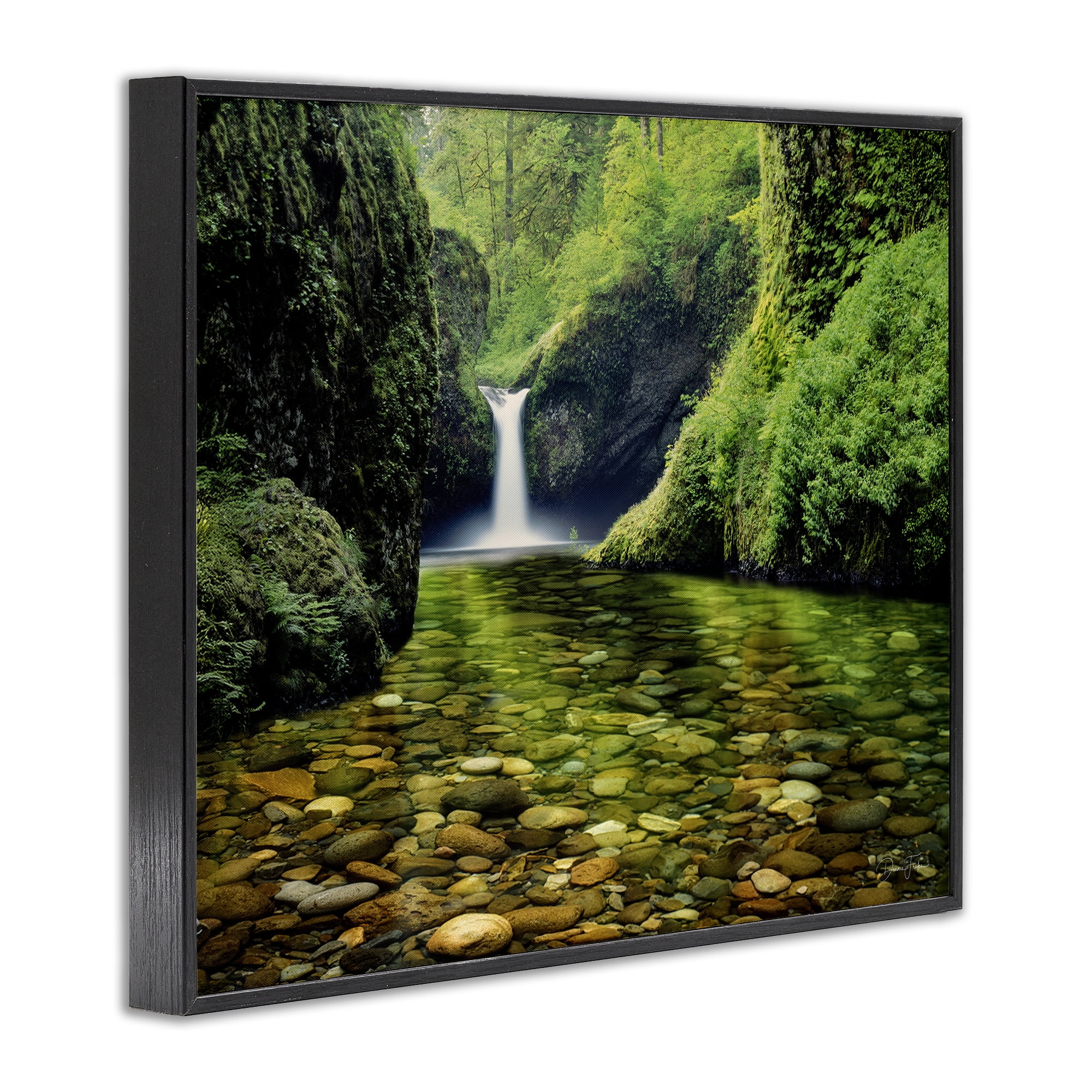 Stupell Industries Punchbowl Falls in Emerald Forest Black Framed Giclee Art, design by Dennis Frates