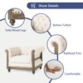 thumbnail image 3 of GDF Studio Alejandro Chesterfield Tufted Fabric Club Chair with Nailhead Trim, Beige and Dark Brown, 3 of 10