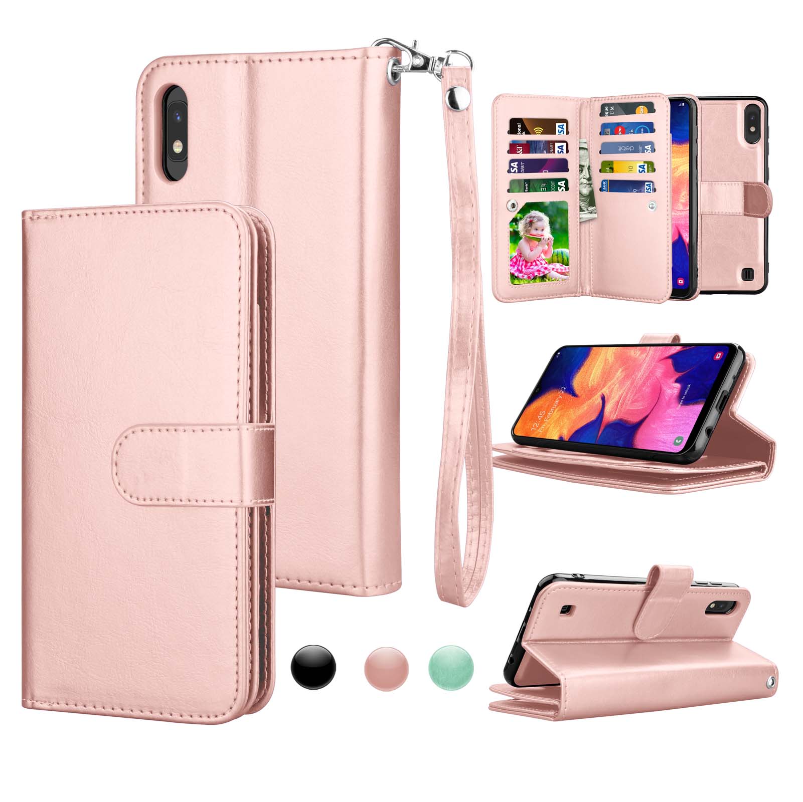 Njjex Wallet Cases for 2019 Galaxy A10E A10 M10, Njjex [Wrist Strap