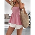 thumbnail image 5 of Women Y2K Gingham Tank Top Spaghetti Strap Peplum Camisole Square Neck Smocked Babydoll Tops Red M, 5 of 9