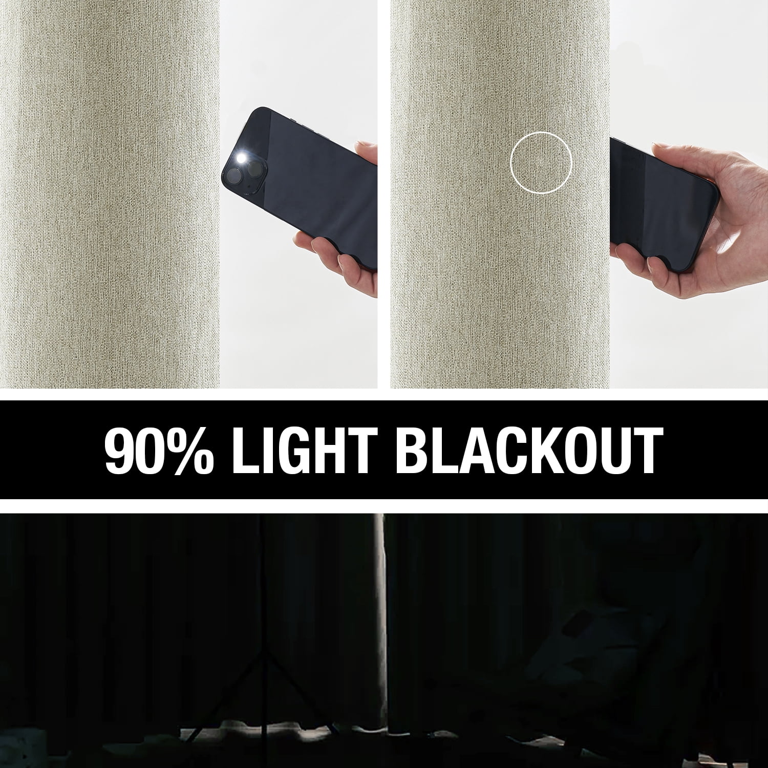 Exultantex Blackout Linen Textured Curtains for Bedroom Texture Rustic Drapes Thermal Insulated Privacy,40"x95",2 Panels,Beige