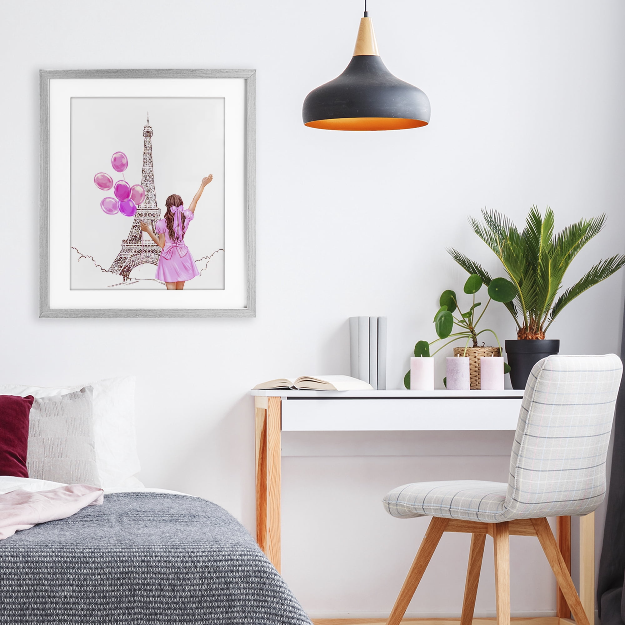 Stupell Industries Chic Paris Celebration Gray Framed Print Under Glass, design by Ziwei Li