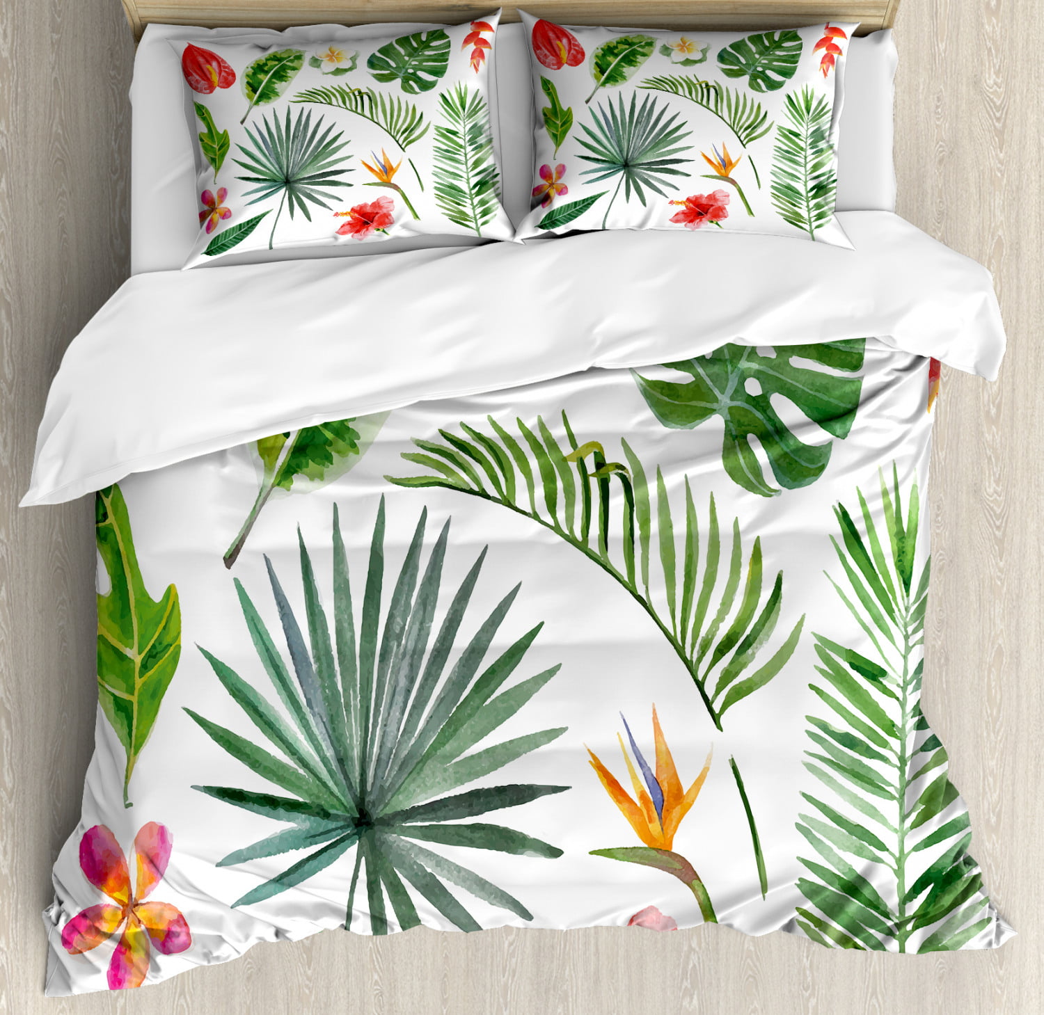 Set of 3 Tropical Plant Bedding Decorative Pillows 