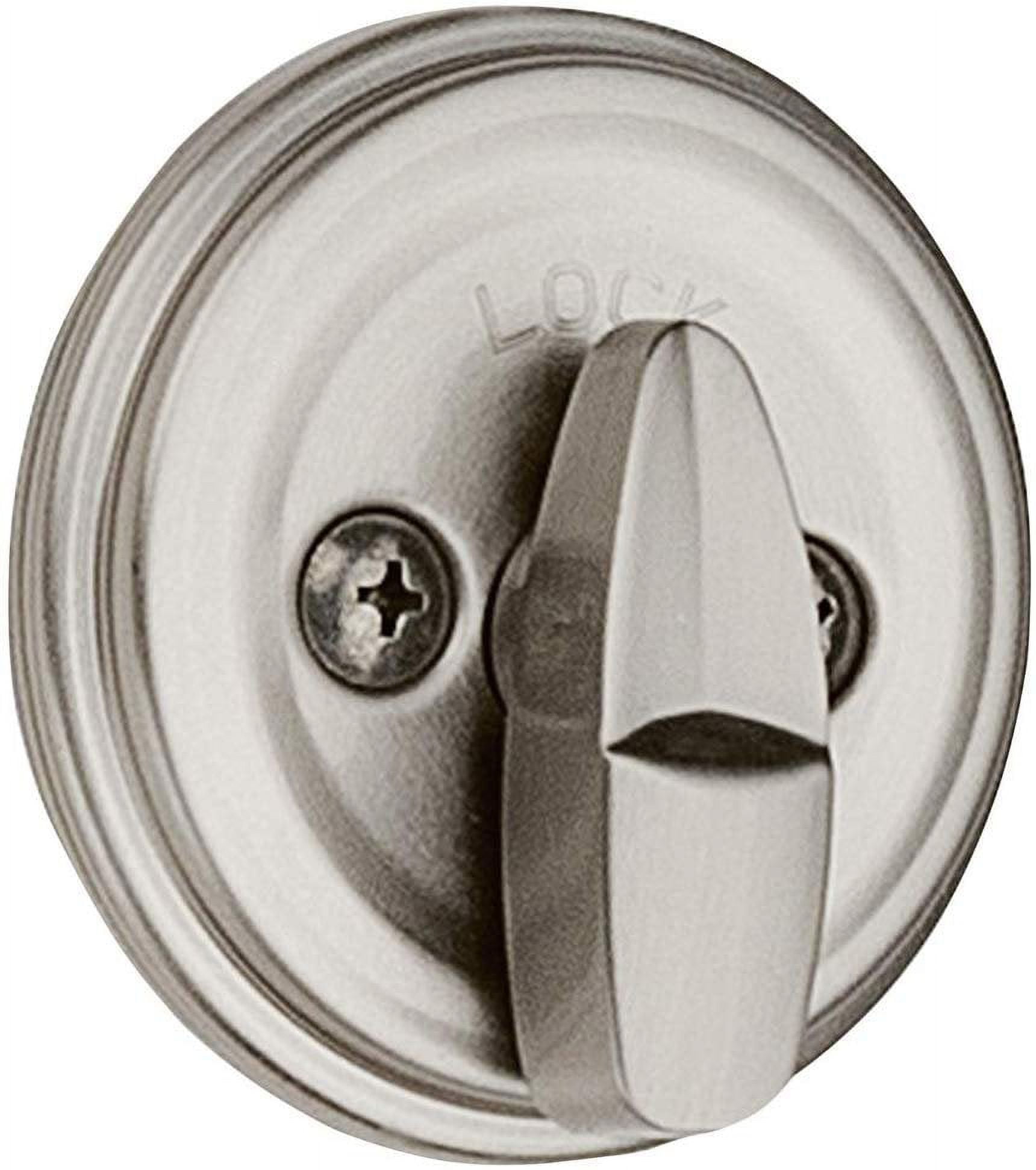 Kwikset 99800-090 980 Single Cylinder Round Traditional Deadbolt Door Lock  featuring SmartKey Security in Satin Nickel
