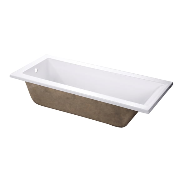 Aqua Eden VTPN672817 67-Inch Acrylic Rectangular Drop-In Tub with Reversible Drain in Glossy White