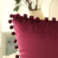 thumbnail image 3 of Phantoscope Pom Pom Velvet Series Decorative Throw Pillow, 18" x 18", Dark Red, 2 Pack, 3 of 6