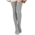 thumbnail image 2 of WTXUE Thigh High Stockings, Women's Cable Knitted Thigh High Socks Extra Long Winter Warm Over Knee High Boot Stockings Leg Warmers, Grey, 2 of 6