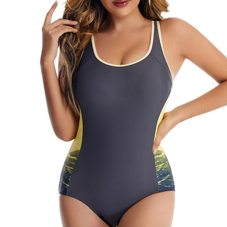 Jacenvly Womens Tankini Swimsuits 2 Piece Clearance Breathable Women Bikini Push-Up Lrregular Color Matching Padded Swimwear Beachwear Set Solid New Style Beach Dresses for Women Casual Summer Gray