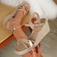 thumbnail image 4 of Pandaie Comfortable Wedge Sandals for Women 2026 Vacation Ankle Strap Strappy Espadrille Casual Open Toe Platform Summer Shoes Brown 7.5, 4 of 6