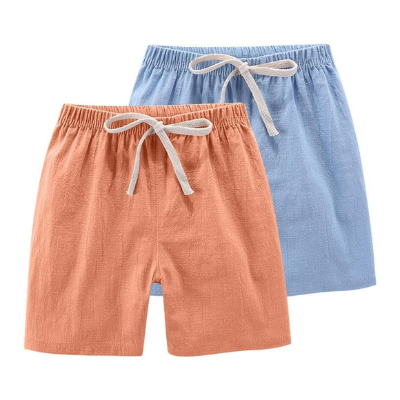 Odeerbi 2-13 Años Para Niños Niñas 2 Pcs Summer Cotton Linen Shorts Entrenamiento de Deportes Deportivos Atletismo Shorts Sólidos de Color Sólido