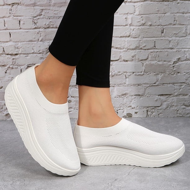 Zapatos individuales con plataforma para mujer, zapatillas ligeras, mocasines, plataforma plana, sin cordones, para senderismo, boca poco profunda, zapatos vulcanizados informales41 Gao Jinjia LED