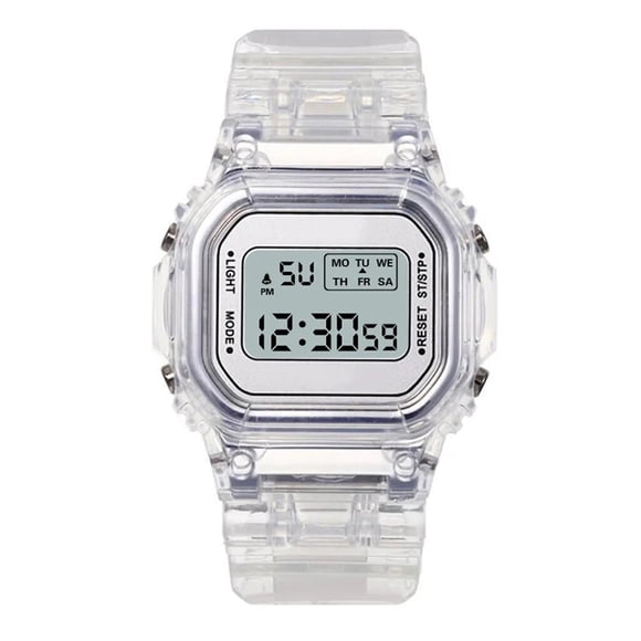 Montre Numérique LED Transparente pour Enfants Hommes Femmes, Petit Cadran Carré, Sport Électronique Lumineux, Montre-Bracelet, Montre Enfant