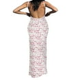 thumbnail image 3 of Robe Moulante Longue Maxi Sans Manches pour Femmes à Imprimé Floral, Bretelles Spaghetti, Découpes, Dos Nu, 3 of 7