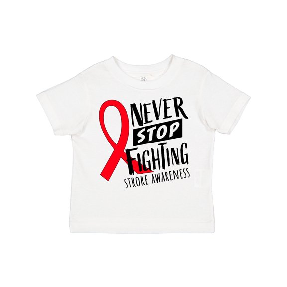 Inktastic Never Stop Fighting Stroke Awareness Red Ribbon Boys or Girls Toddler T-Shirt