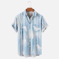 thumbnail image 2 of EQWLJWE Chemise d'Été pour Hommes Chemise Décontractée à Boutons Rayures avec Poche Col Rabattu Manches Courtes Chemise Blouse Manches Courtes Hauts pour Hommes, 2 of 5