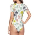 thumbnail image 3 of Uemuo Hawaiian Coconut Tree Pattern Women's One Piece Short Sleeve Swimsuit Rash Guard Surfing Modest Quick-drying Swimsuit Beach Essentials-X-Large, 3 of 9