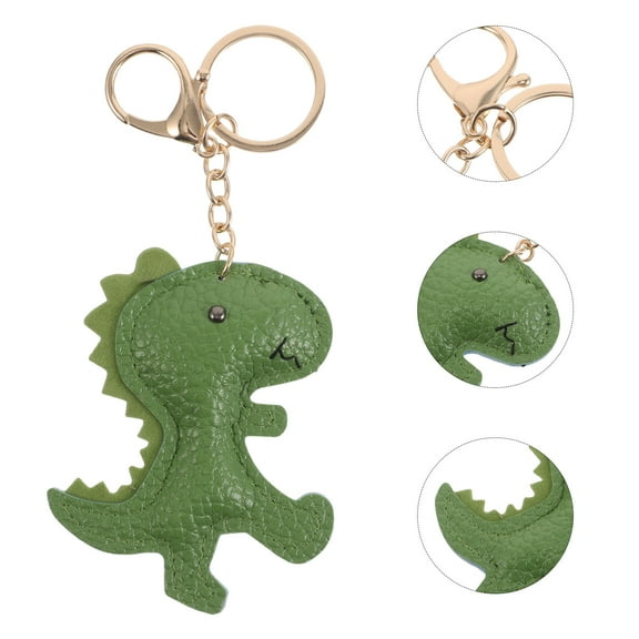 LOLIPPYY Green PU Dinosaur Keychain Animal Charm for Car Keys, Backpack, and Bag Accessories