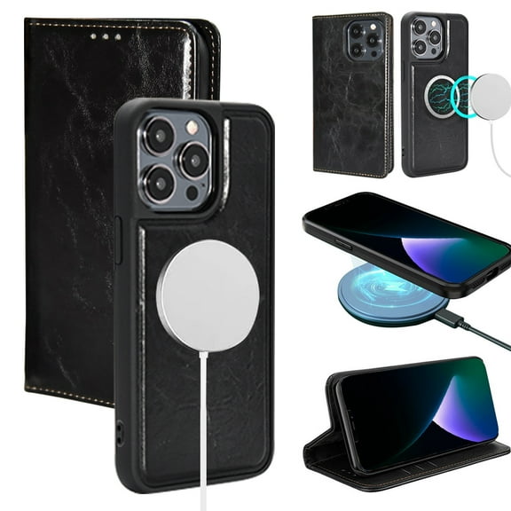 Phone Case for Apple iPhone 15 Pro (6.1") Wallet Leather Pouch Magnetic 2in1 Detachable Back Flip Folio with Card Slots & Magsafe Compatible Cover [ Black ]