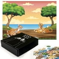 thumbnail image 2 of Ambesonne Leopard Jigsaw Puzzle Durable Cardboard, Happy Little Wild Cats Art, 1000 pcs, Fern Green Pale Vermilion, 2 of 5