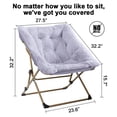 thumbnail image 2 of Comfy Saucer Chair for Adults, Soft Faux Fur Folding Lounge Chair for Bedroom Living Room Dorm Rooms Flexible Reading Chair for Teens Kids, X-Large Foldable Chair (Faux Fur-Lavender), 2 of 6