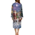 thumbnail image 2 of Yuyamidu Christmas Robes for Women with Pockets Santa Claus Zipper Front Bathrobe Lightweight Long Sleeve Robe Size 2XL Reindeer House Coat Casual Mid-Calf Length Nightgown, 2 of 7