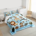 thumbnail image 3 of Homewish Giraffe Zebra Lion Elephant 3 Pieces Queen Comforter Set For Kids,Jungle Animal Ultra Soft Bedding Sets,Kawaii Wildlife Bedding Comforter Set,Breathable Home Decor,Reversible, 3 of 8